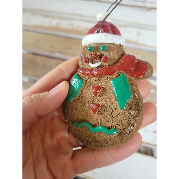 Snowman gingerbread cookie hat ornament Xmas holiday tree vintage - Picture 3 of 8